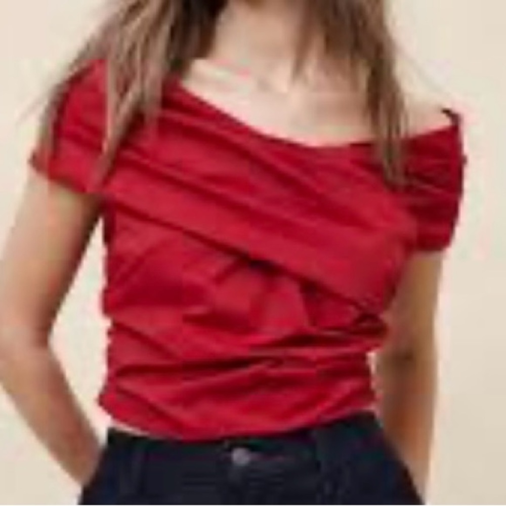 Banana Republic Red Off-Shoulder Crop Top